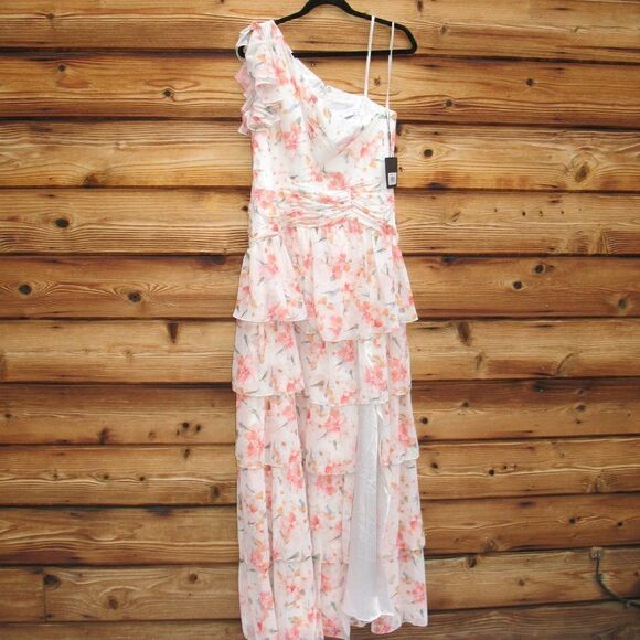 Mac Duggal 55810 Womens Floral Ruffle One Shoulder Gown Dress - Picture 6 of 16